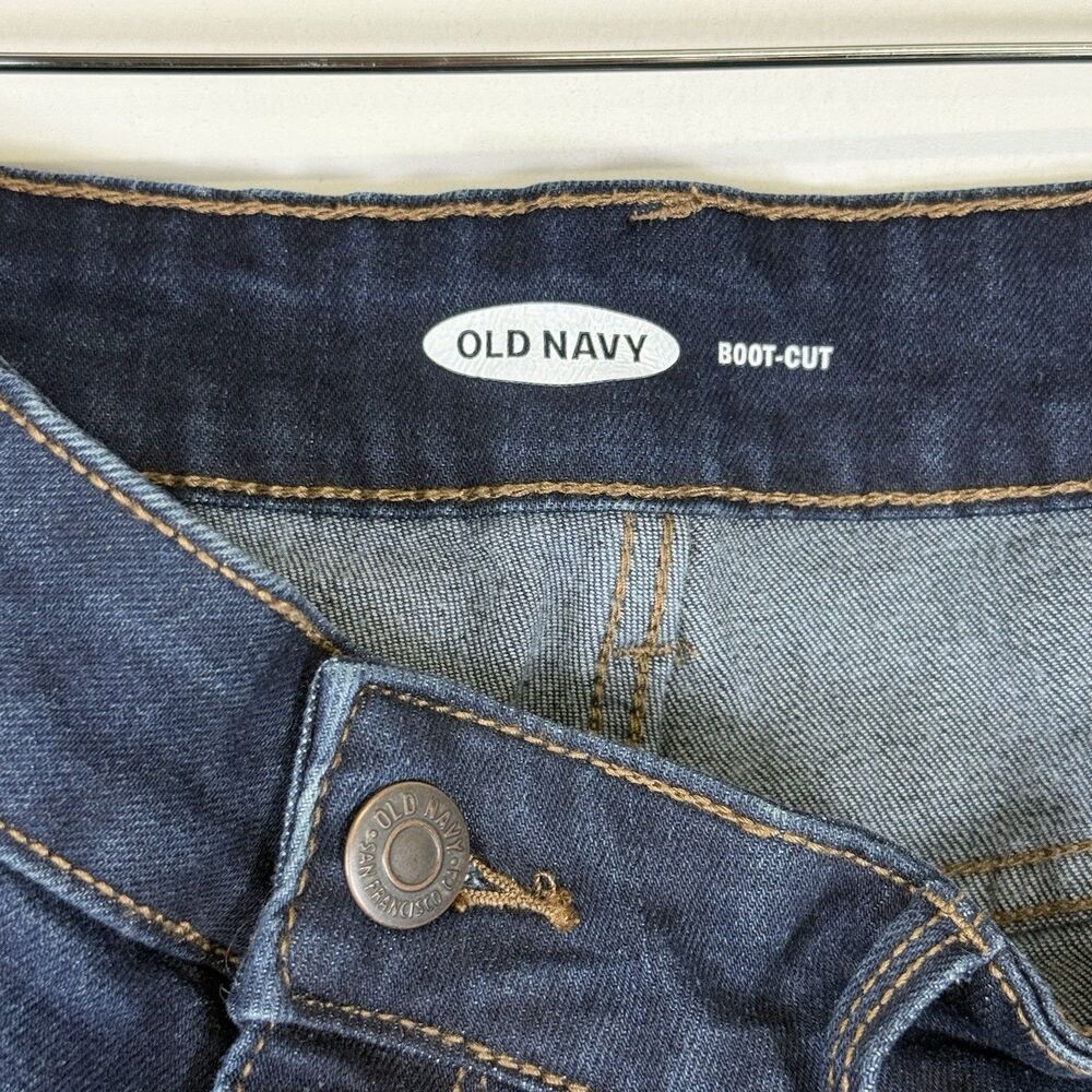 Old Navy Blue Dark Wash‎ Boot Cut Light Distress Denim Jeans Women's Sz 12 Short - Picture 5 of 6
